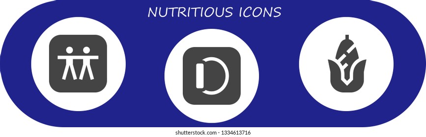 nutritious icon set. 3 filled nutritious icons.  Simple modern icons about  - Apple, Corn