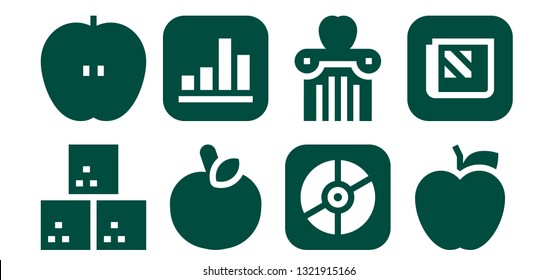 nutritious icon set. 8 filled nutritious icons.  Collection Of - Sugar cube, Apple