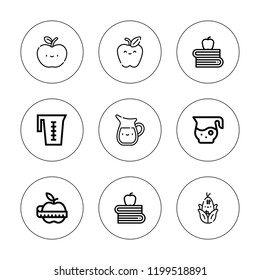 Nutritious icon set. collection of 9 outline nutritious icons with apple, corn icons. editable icons.