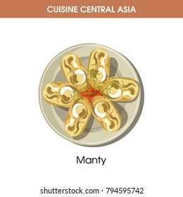 Nutritious Manty on plate from Central Asian cuisine