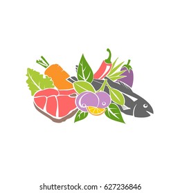 nutritious meals. Fruits and vegetables, meat and fish