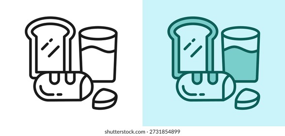Refeições nutritivas ícone branco Vetor Ilustração