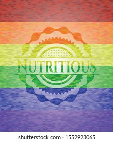 Nutritious on mosaic background with the colors of the LGBT flag