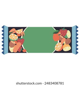 Nutritious protein bar vector cartoon illustration isolated on a white background.