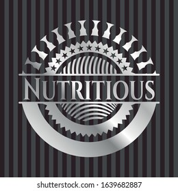 Nutritious silvery emblem or badge. Vector Illustration. Mosaic.
