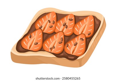 Nutritious Toast with Strawberries. Perfect Balanced snack. Vector.