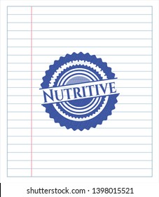 Nutritive drawn with pen. Blue ink. Vector Illustration. Detailed.