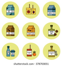 Nutritive food vector icon set 