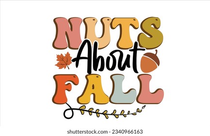 Nuts About Fall Retro T-Shirt Design