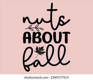 Nueces sobre el diseño del Svg de otoño, diseño de otoño, calabaza svg, signo de caída, oscilación de otoño, svg de acción de gracias, archivos Svg para cricut, cortar archivo