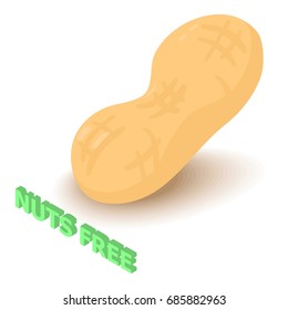 Nuts allergen free icon. Isometric illustration of nuts vector icon for web design