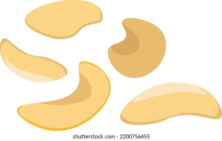 Nuts for balanced dieting and nutrition, isolated cashew. Organic and natural product for eating, vegan and vegetarians menu supplements and snack. Meal rich in proteins. Vector in flat style