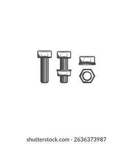 nuts and bolts Icon set flat vector design