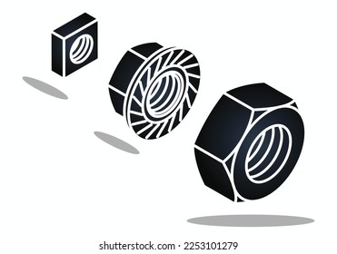 conjunto de iconos de tuercas y tornillos vector pro