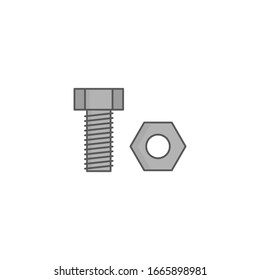 Nuts and bolts sign symbol. Simple nuts and bolts flat vector in white background. flat illustration of nuts and bolts. Nuts and bolts flat icon.