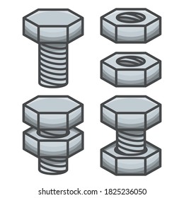 nuts and bolts, simple illustration vector.