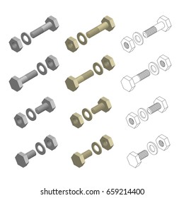 Nuts Bolts Washers Hardware Isometric Set