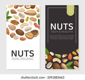 Nuts with Cashew and Almond Vertical Card Cover Vector Template