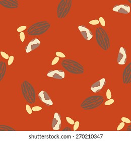 Nuts collection print seamless pattern. Vector nut set. Tileable background for fabric and texture