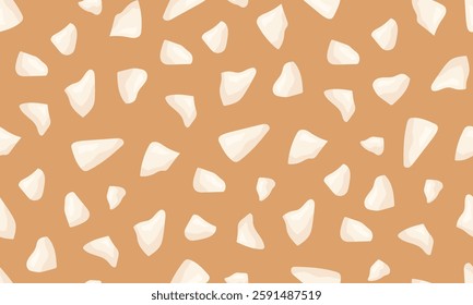 Nuts crumb seamless pattern. Nuts and seeds background design. Vegan food ingredients. Vector illustration in beige colors