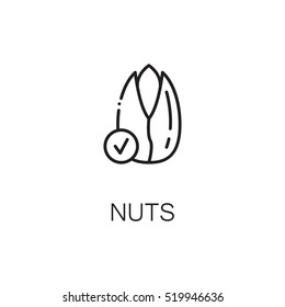 Nuts flat icon. Single high quality outline symbol of food for web design or mobile app. Thin line signs of nuts for design logo, visit card, etc. Outline pictogram of nuts 