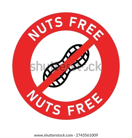 Nuts free allergy warning sign for safety and health awareness icon