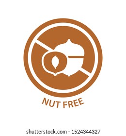 Nuts free circle colorful vector label. Nut free food ingredient stamp sticker.