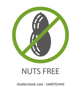 Nuts free icon. Products that do not contain nuts. Healthy diet. Vector illustration isolated on white background for design and web.