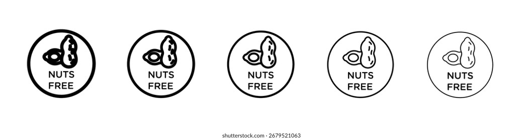 Conjunto de contorno de línea delgada de ícono libre de nueces o colección
