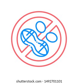Nuts free line color icon. Allergenic ingredient. Food intolerance. Sign for web page, mobile app, button, logo. Vector isolated button. Editable stroke.