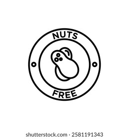 NUTS FREE Thin line art isolated