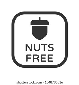 Nuts free vector icon. Product free allergen ingredient symbol. No nuts vector icon. Food intolerance stock vector illustration for printing on food packaging