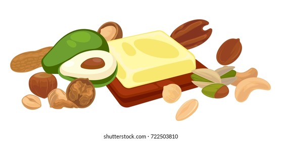 Nuts and fruit seeds or bean food vegetarian organic vector products