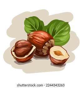 Nuts. Hazelnuts. Vector illustration. sketch