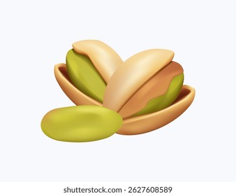 Nuts icon 3D render vector illustration. Nuts icon set. Pistachio nut. Heap of tasty pistachio nuts isolated on white. Vector Illustration