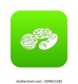 Nuts icon green vector isolated on white background
