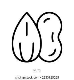 nuts icon. Line Art Style Design Isolated On White Background