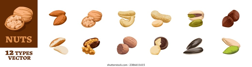 Nuts icon. Nuts icon set. Cartoon style.