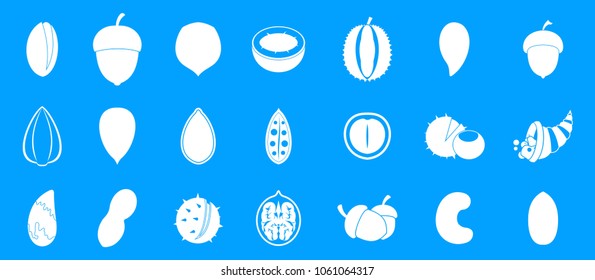 Nuts icon set. Simple set of nuts vector icons for web design isolated on blue background