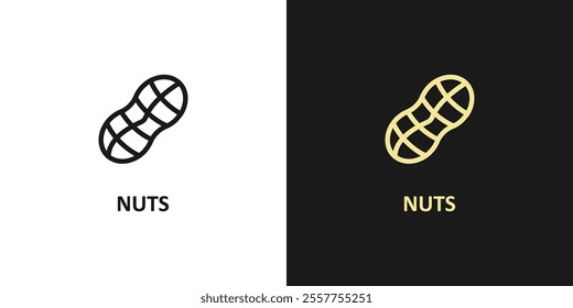 Nuts icons line outline vector illustration set. Shapes and cross-sections