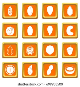 Nuts icons set in orange color isolated vector illustration for web and any design