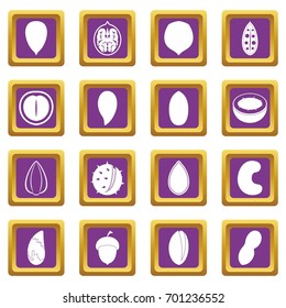 Nuts icons set in purple color isolated vector illustration for web and any design