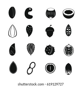Nuts icons set. Simple illustration of 16 nuts vector icons for web