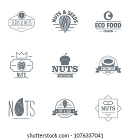 Nuts logo set. Simple set of 9 nuts vector logo for web isolated on white background