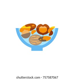 Nuts Mix In Bowl Vector Icon