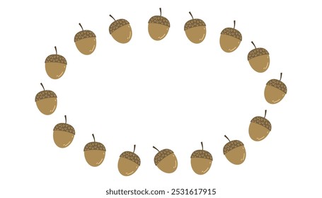 nuts. an ornament made of nuts. a natural product. a frame made of nuts. food. autumn harvest. beautiful frame. a template for creating postcards. vector. doodle drawing. on a white background.