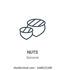 Nuts outline vector icon. Thin line black nuts icon, flat vector simple element illustration from editable general concept isolated stroke on white background