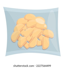 Nuts pack icon cartoon vector. Vacuum bag. Snack storage