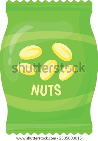 Nuts package bag. Healthy snack wrap icon isolated on white background