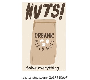Nuts packet artwork for fashion, top, dress, graphics, slogan tee, posters and others.